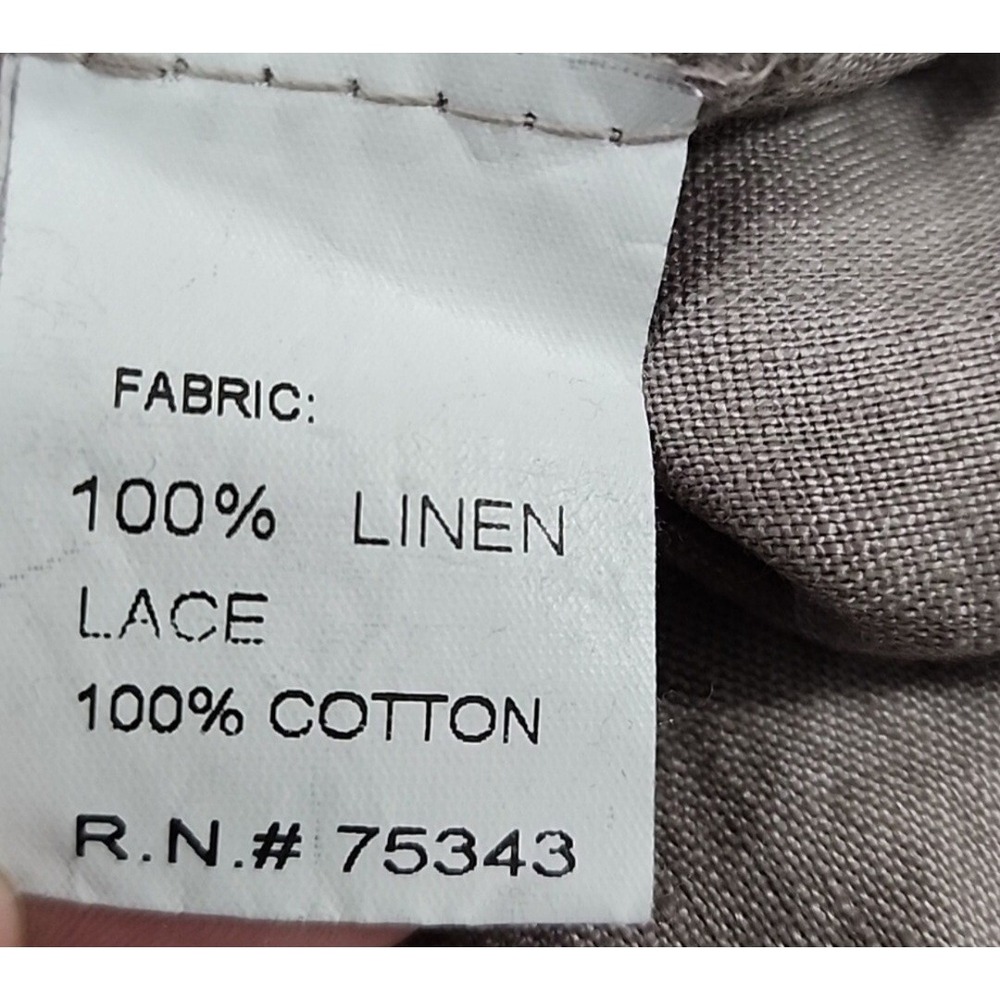 Bellambia Womens Size L 100% Linen Shift Dress Taupe Brown Crochet Eyelet Italy - Picture 8 of 10